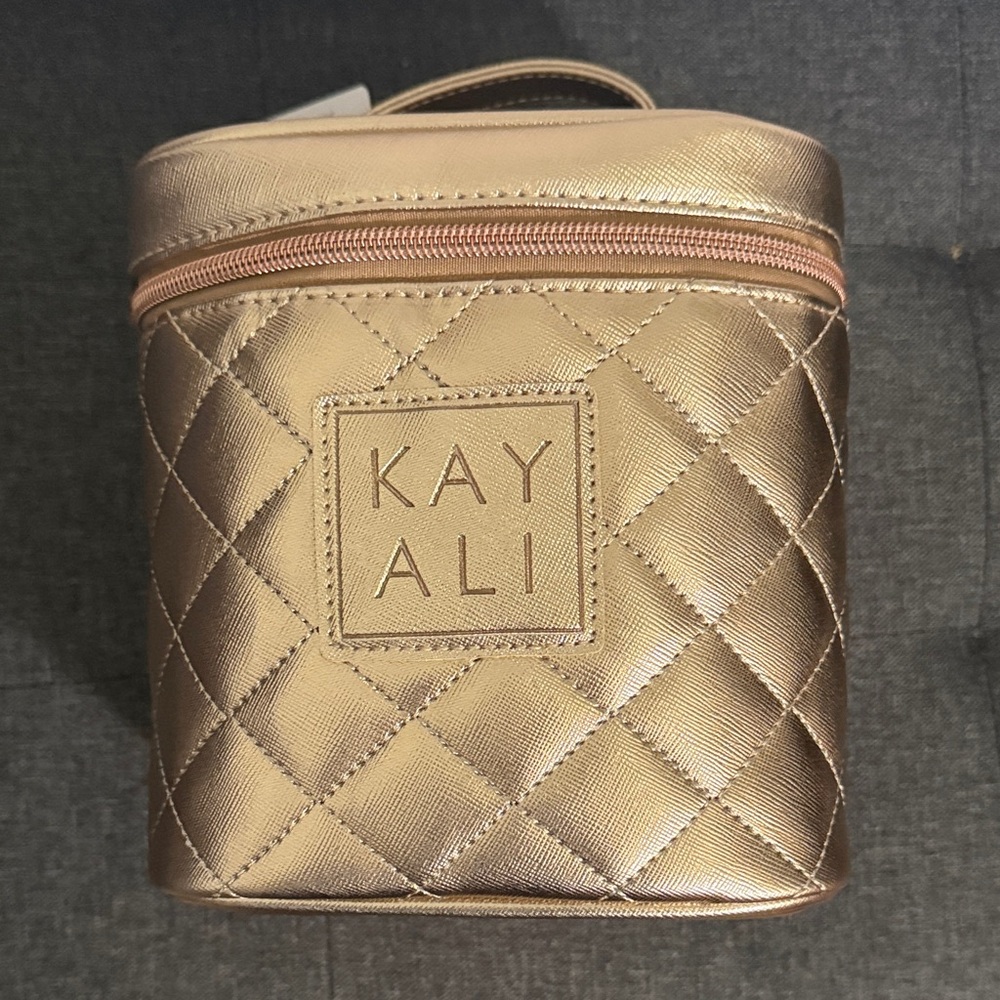 Kay Ali Quilted Gold Cosmetic Bag